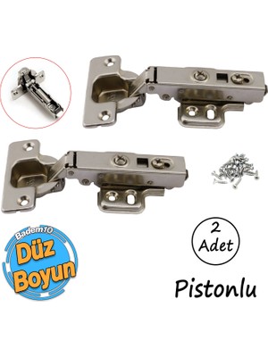 Badem10 Mutfak Vestiyer Kiler Dolabı 2 Adet Mobilya Kapak Kapağı Metal Düz Krom Pistonlu Tas Menteşe