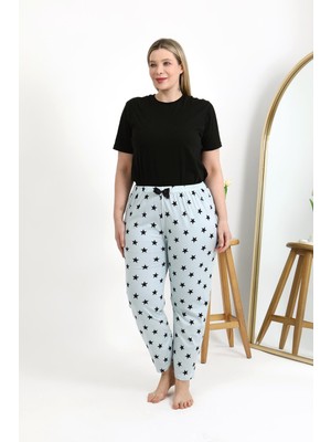 Akbeniz Kadın Pamuklu Büyük Beden Alt Pijama 27557 Buz Mavisi