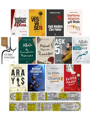 Mehmet Yıldız 13 Kitap Set / Allah Sevdiğine Verir - Vesvesen - Bahtına Düştüm Ya Rab + Mat. Cetvel