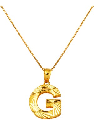 G Harf Üç Boyutlu 22 Ayar Altın Kolye