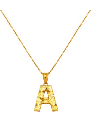 22 Ayar 3 Boyutlu A Harfi Altın Kolye