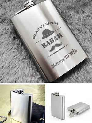 Deco Elit Isme Özel Kral Babam 9 Oz  Çelik Cep Matarası 266 ml İçecek Matarası Babaya Hediye