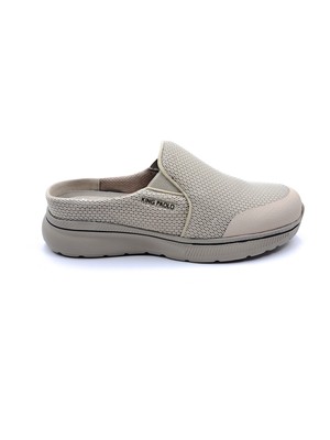 King Paolo K1211 Memory Foam Anatomik Burnu Kapalı Bej Erkek Sabo Terlik