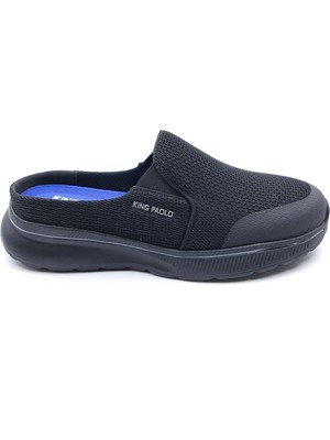 King Paolo K1211 Memory Foam Anatomik Burnu Kapalı Siyah Erkek Sabo Terlik