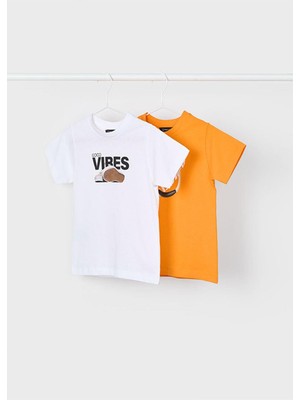 Mayoral Yazlık Erkek Çocuk 2'li T-Shirt - Beyaz - Turuncu