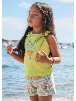 Mayoral Yazlık Kız Çocuk Kısa Şort T-Shirt Takım - Neon Yeşil
