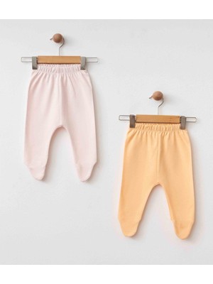 Eslenza Bebek 2'li Bady Ayaklı Pantolon - Pembe ve Somon