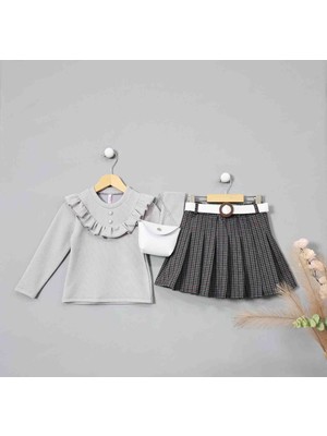 Bellarose Girls Kız Çocuk Pile Etek Takım Çanta ve Kemerli