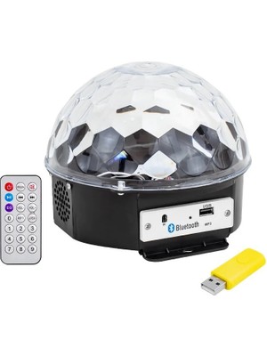 Go İthalat Usb-Bluetooth Destekli Kumandalı Hoparlörlü Yarım Dünya Küre Disko Topu (4604)