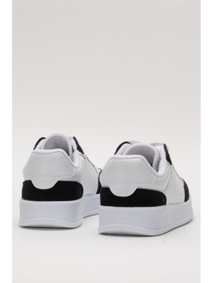 Unisex Düz Hafif Taban Günlük Sneaker Ayakkabı BEYAZ - SİYAH