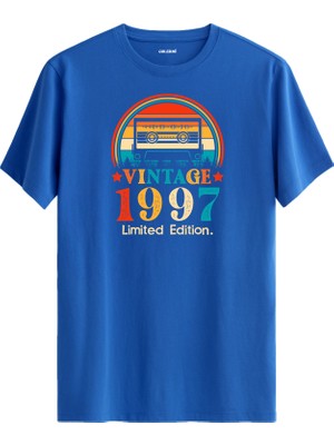 Colermi  Vintage T-Shirt Mavi - Mixtape 1997 - Doğum Günü Hediyesi