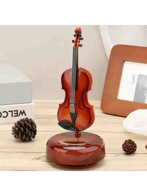 Nostaljik Keman Tasarımlı Kurmalı Müzik Kutusu – Hareketli Dönen Mekanizmalı, Dekoratif ve Şık Hediyelik Özel Tasarım