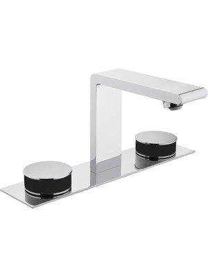 Memoria A4231558 Lavabo Bataryası, 3 Delikli Lavabolar Için, Krom/siyah