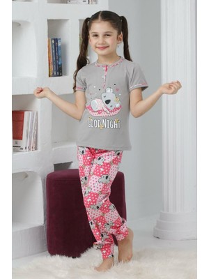 Kapip Gri Koala Baskılı Kısa Kollu Kız Çocuk Pijama Takımı 11-15 Yaş 6066-G