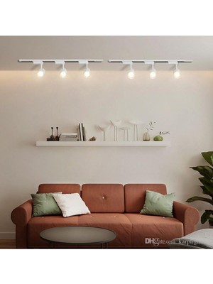 Beyaz Kasa Beyaz Işık 6 Adet 30W Ray Spot Vitrin Armatürü 2 Metre Raylı Spot Lamba