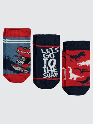 Civil Boys Erkek Çocuk 3'lü Patik Çorap 2-12 Yaş Kırmızı