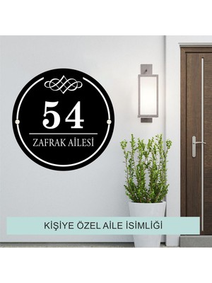 Yuvarlak Kapı Numarası ve Aile Ismi Tabelası Boyut 30X30CM Apartman - Villa - Site - Kişiye Özel