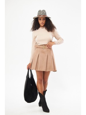 Pileli Süet Etek