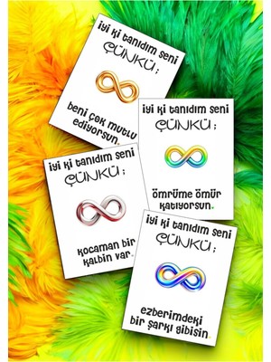 Hediye Kombini  12 Adet "iyi Ki Tanıdım Seni Çünkü" Anlamlı Güncel Aşk Sözlü Kartlar  Yıldönümü Kartı İTSÇ01P