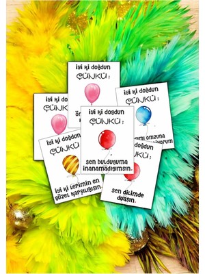 Hediye Kombini  12 Adet "iyi Ki Doğdun Çünkü"  Unutulmaz Güncel Aşk Sözlü Kartlar Sevgiliye Hediye Kartı SSÇ01C