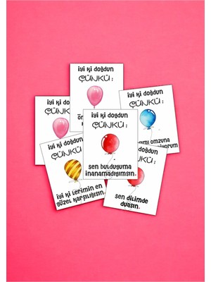 Hediye Kombini  12 Adet "iyi Ki Doğdun Çünkü"  Sevgiliye Ömürlük Söz Kartları Sevgiliye Hediye Kartı İDÇ01G