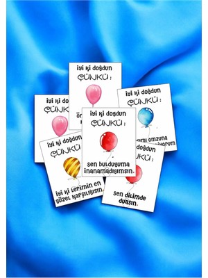 Hediye Kombini  12 Adet "iyi Ki Doğdun Çünkü"  Romantik Güncel Aşk Sözlü Kartlar Sevgiliye Hediye Kartı İDÇ01A