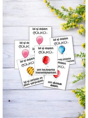 Hediye Kombini 12 Adet "iyi Ki Doğdun Çünkü" Sevgiliye Etkileyici Söz Kartları Sevgiliye Hediye Kartı İDÇ01E