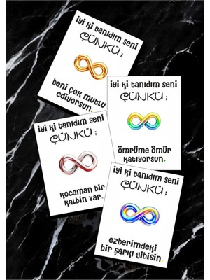Hediye Kombini  12 Adet "iyi Ki Tanıdım Seni Çünkü" Aşkınızı Ifade Eden Özel Söz Kartları  Yıldönümü Kartı İTSÇ01N