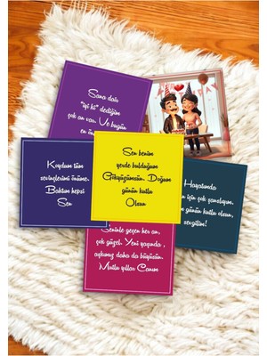 Hediye Kombini  Sevgiliye Doğum Günü Hediye Kartları Rengarenk Motto Kartı Post Atmalık Notlar Aşk Kartpostal HPMK2B