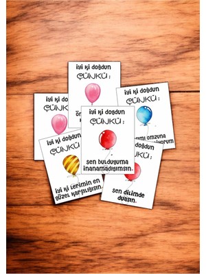 Hediye Kombini  12 Adet "iyi Ki Doğdun Çünkü" Sevgiliyi Mutlu Edecek Söz Kartları Sevgiliye Doğum Günü Kartı İDÇ01H