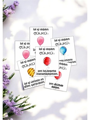Hediye Kombini  12 Adet "iyi Ki Doğdun Çünkü" Anlamlı Güncel Aşk Sözlü Kartlar Sevgiliye Hediye Kartı IDÇ01B