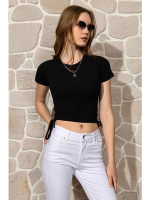 Yanları Büzgülü Basic T-Shirt