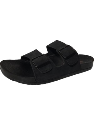 Elispoly Erkek Siyah Çift Tokalı Ultra Hafif Günlük Şık Terlik