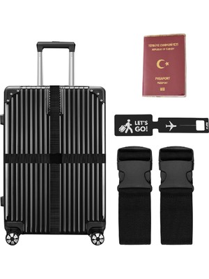 Valiz Kemeri 2 Adet + Etiket 1 Adet + Şeffaf Pasaport Kılıfı 1 Adet