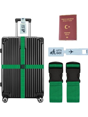 Valiz Kemeri 2 Adet + Etiket 1 Adet + Şeffaf Pasaport Kılıfı 1 Adet
