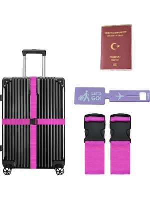 Valiz Kemeri 2 Adet + Etiket 1 Adet + Şeffaf Pasaport Kılıfı 1 Adet