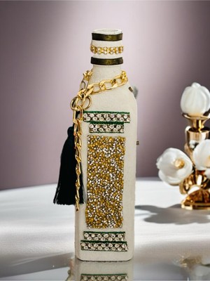Glitter Püsküllü   Handmade  Şişe  Şamdan