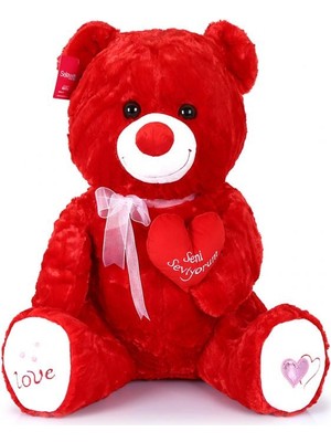 Yumoş Ayı 47 cm Kırmızı Kalpli Pelüş Ayı Sevgiliye Hediye