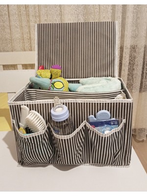 Ozcmax Bebek Beşik Başucu Düzenleyici Kapaklı 5 Bölmeli Organizer