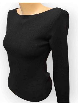 Zeynep Öykü Style Kayık Yaka Fitilli Kaskorse Örme Bluz