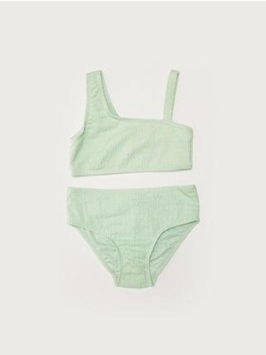 Dokulu Kumaş Kız Çocuk Bikini Takım