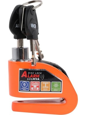 Geseus Armor Alarmlı Motorsiklet Disk Kilidi Çelik Gövde 606 Mva 6mm-Turuncu