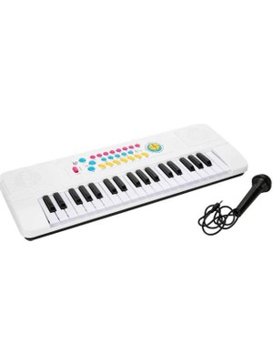 Abnturk Mikrofonlu Elektronik Org 37 Tuşlu Kayıt ve Playback Fonksiyonlu Beyaz Org