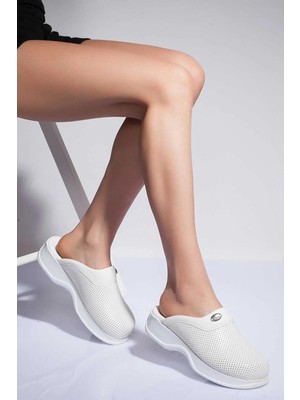 Shoemix Beyaz Ortopedik Sabo Terlik Doktor Terliği Hemşire Terliği Aşçı Terliği