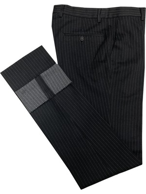 Avasar Erkek Siyah Çizgili Regular Fit Kumaş PANTOLON-7226
