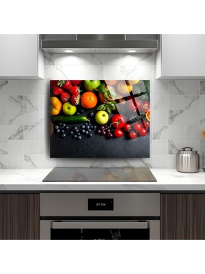 Glitglass Mutfak Dekoratif Meyveli Cam Tablo