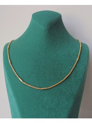 Stainless Steel Çelik Zincir Şeritli 60 cm Gold Kolye