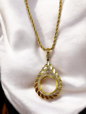 Menhit Yarım Altın Çerçeveli Kolye (Altın Kaplama)