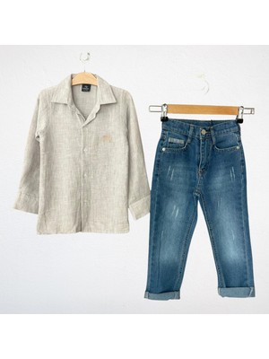 Keten Gömlek ve Kot Pantolon Takım