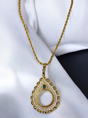 Nephthys Yarım Altın Çerçeveli Kolye (Altın Kaplama)